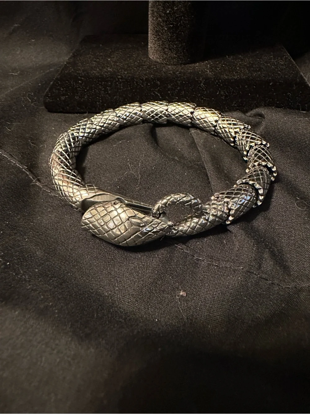 Serpent-Style Segmented Bracelet - Silver Tone